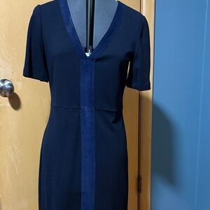 Tory Burch Midnight Blue V-Neck Midi Dress